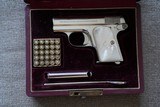 RARE HAENEL SCHMEISSER
CAL 6.25 IN NICKEL FINISH WITH MOTHER OF PEARL GRIPS IN FACTORY PRESENTATION BOX - 3 of 6