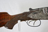MERKEL 203E LUXUS - 20 GAUGE - DOUBLE TRIGGERS - DEEP GAME SCENE ENGRAVED WITH OAK LEAF CARVED STOCK - OAK AND LEATHER CASE - 5 of 19