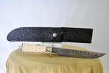 IVORY HANDLE DAMASCUS BOWIE KNIFE WITH SHARKSKIN SHEATH - CUSTOM MADE - 2 of 7