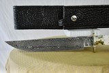 IVORY HANDLE DAMASCUS BOWIE KNIFE WITH SHARKSKIN SHEATH - CUSTOM MADE - 3 of 7