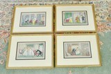 SET OF FOUR ENGLISH HAND COLORED AND FRAMED PRINTS BY THOMAS ROWLANDSON
