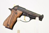 BERETTA 84 EL PRESENTATION GUN - FACTORY HAND ENGRAVED / GOLD PLATED PARTS / FACTORY LEATHER CASE - UNFIRED - RARE