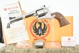 RUGER NEW MODEL SUPER SINGLE SIX IN STAINLESS STEEL - 22 LR AND 22/MAG - OWNED BY ROY CLARK - 1 of 7