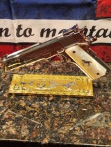 Unbelievable Mirrored Nickel& Rose Gold Super Polished Colt 1911 .45 ACP National Match, Gold Cup.
70 - 5 of 16