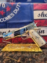 Unbelievable Mirrored Nickel& Rose Gold Super Polished Colt 1911 .45 ACP National Match, Gold Cup.
70 - 1 of 16