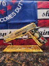 FULL 24K GOLD PLATE FULL HAND ENGRAVED COLT 1911 .45 ACP
SERIES 70 N.M..... WHAT?!? - 15 of 15