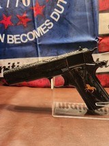 Dinosaur Meteriorite Blued Fully (AAA) Engraved Colt 1911 .38 Super Government Model National Match - 1 of 12