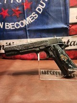 Dinosaur Meteriorite Blued Fully (AAA) Engraved Colt 1911 .38 Super Government Model National Match - 2 of 12
