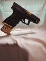 (One- Of- A Kind) Custom Engraved Glock G19 FXD 9MM. Agency Arms Mag Well, Mag Extension Engraved and 24K Gold Plated. - 1 of 13