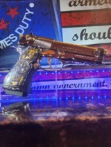 One of kind Beretta .40 S&W 24k Gold small parts and barrel, engraved barrel with black nickel polished finish. - 13 of 14