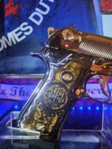 One of kind Beretta .40 S&W 24k Gold small parts and barrel, engraved barrel with black nickel polished finish. - 12 of 14