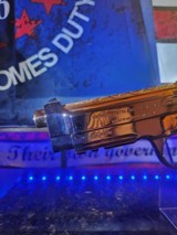 One of kind Beretta .40 S&W 24k Gold small parts and barrel, engraved barrel with black nickel polished finish. - 6 of 14