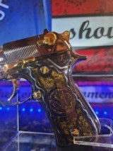 One of kind Beretta .40 S&W 24k Gold small parts and barrel, engraved barrel with black nickel polished finish. - 4 of 14