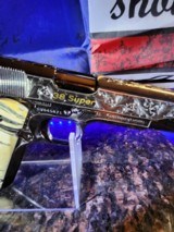 Colt 0911-C .38 SUPER OMG STUNNING SILVER INLAY ENGRAVED ROYAL BLUE. MAMOUTH MOLAR GRIPS. - 11 of 13