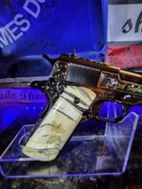 Colt 0911-C .38 SUPER OMG STUNNING SILVER INLAY ENGRAVED ROYAL BLUE. MAMOUTH MOLAR GRIPS. - 12 of 13