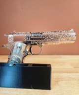 Colt .38 Super. Stunning fully engraved, 24k rose gold with nickel small parts and silver grips. - 10 of 15