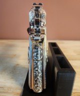 Colt .38 Super. Stunning fully engraved, 24k rose gold with nickel small parts and silver grips. - 14 of 15