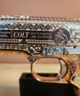 Colt .38 Super. Stunning fully engraved, 24k rose gold with nickel small parts and silver grips. - 3 of 15