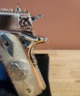 Colt .38 Super. Stunning fully engraved, 24k rose gold with nickel small parts and silver grips. - 2 of 15