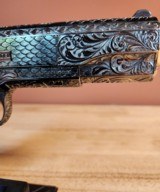 Colt 0911-C .38 SUPER OMG STUNNING ENGRAVED BLACK NICKEL with 24k Gold small parts. MAMOUTH MOLAR GRIPS. - 6 of 14