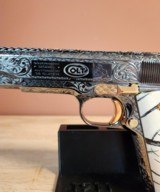 Colt 0911-C .38 SUPER OMG STUNNING ENGRAVED BLACK NICKEL with 24k Gold small parts. MAMOUTH MOLAR GRIPS. - 13 of 14