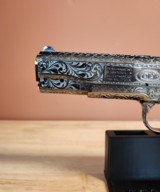 Colt 0911-C .38 SUPER OMG STUNNING ENGRAVED BLACK NICKEL with 24k Gold small parts. MAMOUTH MOLAR GRIPS. - 12 of 14