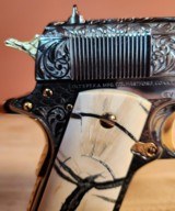 Colt 0911-C .38 SUPER OMG STUNNING ENGRAVED BLACK NICKEL with 24k Gold small parts. MAMOUTH MOLAR GRIPS. - 8 of 14