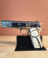 Colt 0911-C .38 SUPER OMG STUNNING ENGRAVED BLACK NICKEL with 24k Gold small parts. MAMOUTH MOLAR GRIPS.