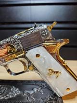 Stunning Colt .45 ACP Engraved (FAITH) With Polished Nickel Finish Selective 24K Gold Plate And Small Parts - 2 of 14