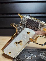 Stunning Colt .45 ACP Engraved (FAITH) With Polished Nickel Finish Selective 24K Gold Plate And Small Parts - 11 of 14