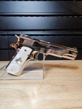 Amazing Colt .45 ACP Gold Cup N.M. Trophy Nickel with 24k Gold Small Parts - 9 of 12