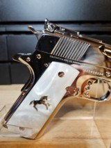 Amazing Colt .45 ACP Gold Cup N.M. Trophy Nickel with 24k Gold Small Parts - 8 of 12