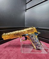 Amazing Colt 1911 .38 Super Hand Engraved 24k Gold Plated With Blue Nitrate Small Parts. - 1 of 13