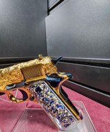 Amazing Colt 1911 .38 Super Hand Engraved 24k Gold Plated With Blue Nitrate Small Parts. - 12 of 13