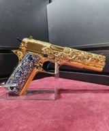 Amazing Colt 1911 .38 Super Hand Engraved 24k Gold Plated With Blue Nitrate Small Parts. - 8 of 13