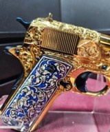 Amazing Colt 1911 .38 Super Hand Engraved 24k Gold Plated With Blue Nitrate Small Parts. - 7 of 13