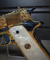 Amazing Colt 1911 .38 Super Hand Engraved 24k Gold Plated With Blue Nitrate Small Parts. - 10 of 11