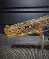 Amazing Colt 1911 .38 Super Hand Engraved 24k Gold Plated With Blue Nitrate Small Parts. - 9 of 11