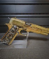 Colt .38 SUPER 1911FULLY ENGRAVED 24K GOLD/BLACK NICKEL CUSTOM GRIPS. - 7 of 15