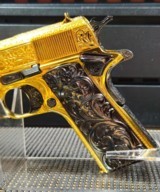 Colt .38 super 1911 Series 70 Amazing deep full coverage engraved with Blued small parts, grips and compensator. - 9 of 20