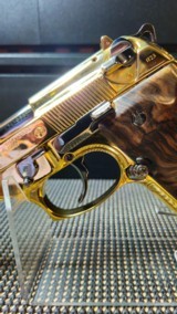 Beretta FS 92 9X19 (para) 24K plated with Black Nickel small parts and barrel. Upgraded wood grips WOW! - 3 of 15