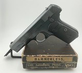 1921 Colt Model M1908 Pocket Hammerless .380 ACP original box/paperwork/ammo box/28 Peters rounds - 2 of 20