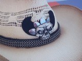 Paul G.
Grussenmeyer Extremely Rare Straw Hat 1990 White Straw Black Leather, Top Half
Skull Quartz Eyes - 4 of 6