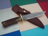 Bill Bagwell extremely rare "Stygian Damascus" Combat Bowie with ripple pattern, brass guard, stag handle January 1974 - 1 of 7