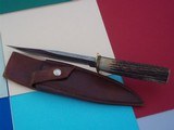 Bill Bagwell extremely rare "Stygian Damascus" Combat Bowie with ripple pattern, brass guard, stag handle January 1974 - 5 of 7