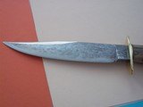 Bill Bagwell extremely rare "Stygian Damascus" Combat Bowie with ripple pattern, brass guard, stag handle January 1974 - 2 of 7