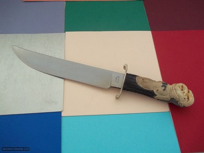 James L. Batson,Jr."Goliath" Bowie Embellished and Carved by Paul G. Grussenmeyer with Oriental and Ancient Head 1992 Production.