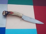 James L. Batson,Jr "Tar Heel" Small Bowie "Blackbeard" carving by Paul G. Grussenmeyer Old American Style Drop Point Knife-1989 Pr - 1 of 2
