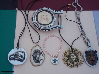 Custom Jewelry by Paul G. Grusenmeyer Master Carver Bracelet Large Belt Buckle Necklace The Perfect Christsmas Gift