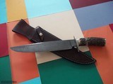 Dennis Riley One-of-A-Kind Southern Governor's Bowie Damascus-Stag Handle 2004 Production